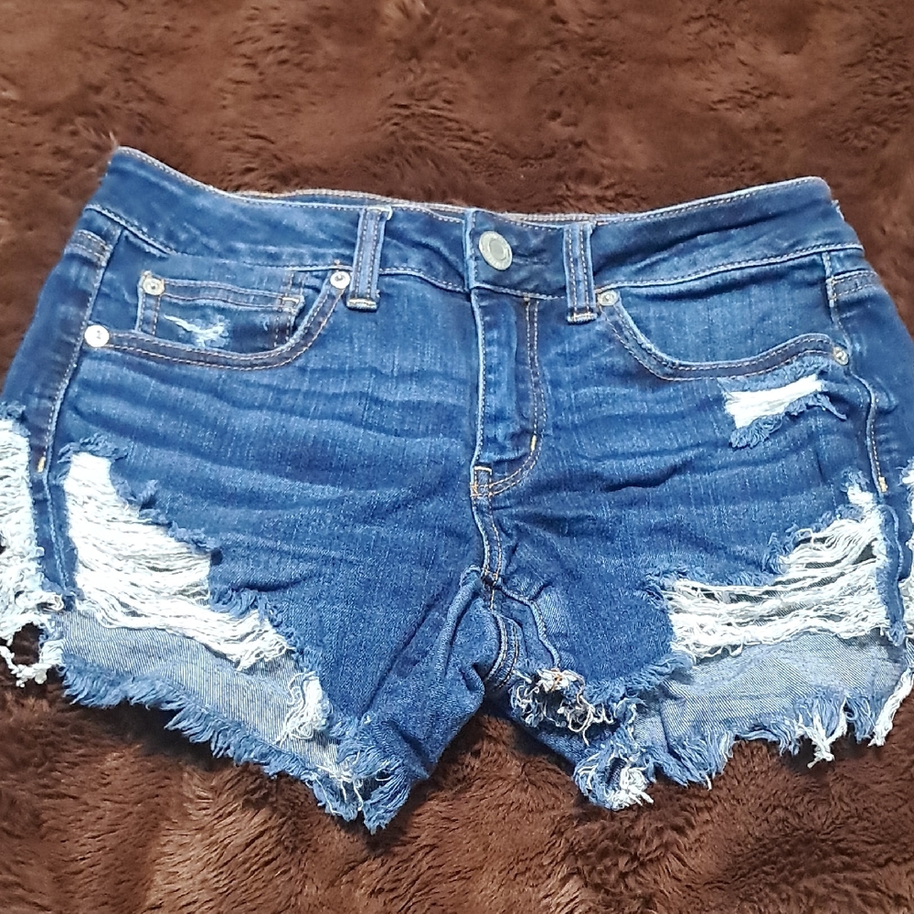 American Eagle Outfitters Ripped Blue Jean Shorts